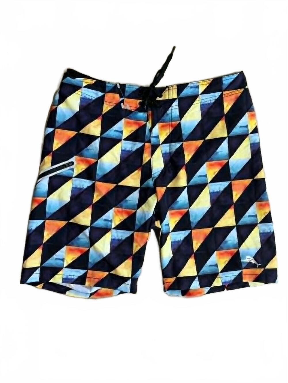 Tommy Bahama Island Active Men's Geometric Swim Trunks with Side Pocket Size 32